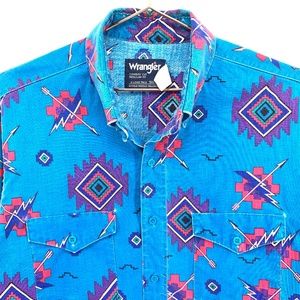 Vtg Aztec Southwest Wrangler Cowboy Cut Shirt